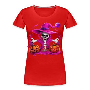 Magenta Skeleton - Frauen Premium Bio T-Shirt - Rot - Vorne - Mia (176cm)