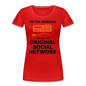 Opérateur radioamateur amateur réseau social d’origine - T-shirt bio Premium Femme - rouge - Devant - Mia (176cm)