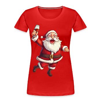 Père Noël Alcool Bière Vin chaud Liqueur Cheers - T-shirt bio Premium Femme - rouge - Devant - Mia (176cm)