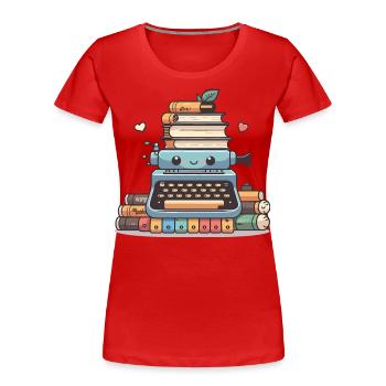 The Word Weaver - Women's Premium Organic T-Shirt - red - Front - Mia (176cm)
