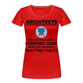 Table à dessin d’architecte Construction Architecture - T-shirt bio Premium Femme - rouge - Devant - Mia (176cm)