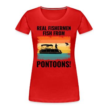 Pontoon Boat Boating Pontooning Fishing Retro - Women's Premium Organic T-Shirt - red - Front - Mia (176cm)