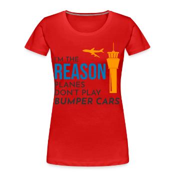 Fluglotse ATC Aviation Humor Flugzeug - Frauen Premium Bio T-Shirt - Rot - Vorne - Mia (176cm)