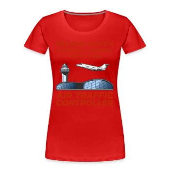 Fluglotse ATC Aviation Humor Flugzeug - Frauen Premium Bio T-Shirt - Rot - Vorne - Mia (176cm)