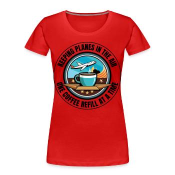Fluglotse Kaffee ATC Luftfahrt Humor - Frauen Premium Bio T-Shirt - Rot - Vorne - Mia (176cm)