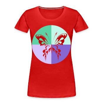 Schmetterling Quartett Grün Lila - Frauen Premium Bio T-Shirt - Rot - Vorne - Mia (176cm)