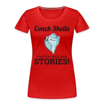 Conque Coquillages Collector Beachcomber Coquillage - T-shirt bio Premium Femme - rouge - Devant - Mia (176cm)