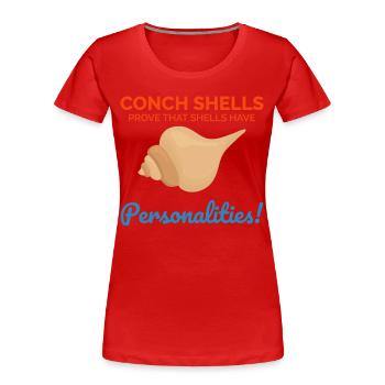 Conque Coquillages Collector Beachcomber Coquillage - T-shirt bio Premium Femme - rouge - Devant - Mia (176cm)