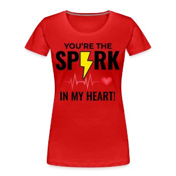Elektriker Valentinstag: Funke in meinem Herzen - Frauen Premium Bio T-Shirt - Rot - Vorne - Mia (176cm)