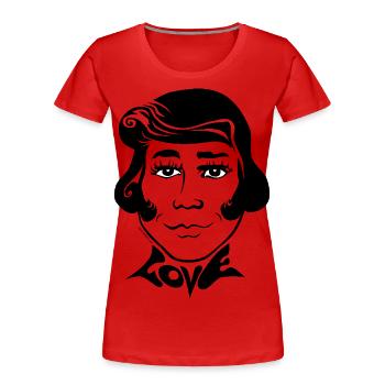 60s Love Sixties unisex Gesicht divers trans - Frauen Premium Bio T-Shirt - Rot - Vorne - Mia (176cm)