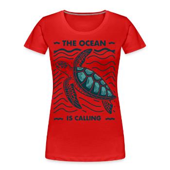 Ocean is Calling Sea Turtle underwater World - Frauen Premium Bio T-Shirt - Rot - Vorne - Mia (176cm)