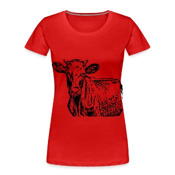 T-shirt de vache personnalisé cadeau pour les agriculteurs - T-shirt bio Premium Femme - rouge - Devant - Mia (176cm)
