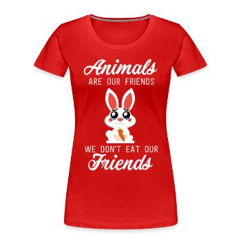 Jour végétalien végétalien végétalien doux de lapin végétal - T-shirt bio Premium Femme - rouge - Devant - Mia (176cm)