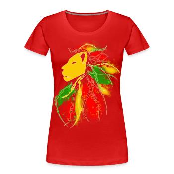 lion_rasta_dread - Frauen Premium Bio T-Shirt - Rot - Vorne - Mia (176cm)