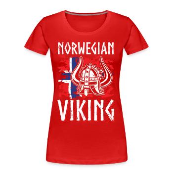 Norvège Viking Norman normands Guerriers - T-shirt bio Premium Femme - rouge - Devant - Mia (176cm)
