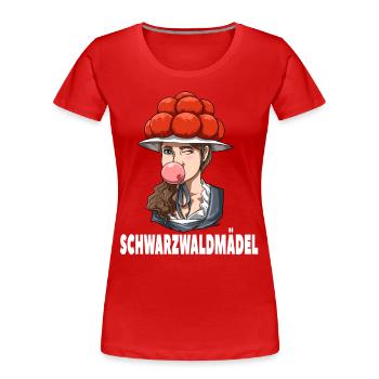 Bollenhut Schwarzwald Schwarzwaldmädel - Frauen Premium Bio T-Shirt - Rot - Vorne - Mia (176cm)