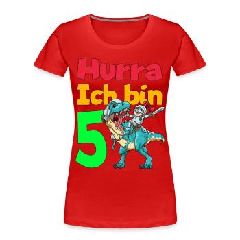 Brachiosaurus Dinosaurier Astronaut Dino Langhals - Frauen Premium Bio T-Shirt - Rot - Vorne - Mia (176cm)