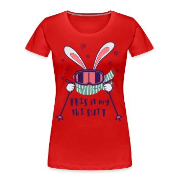 C’est ma combinaison de ski Ski Ski - T-shirt bio Premium Femme - rouge - Devant - Mia (176cm)