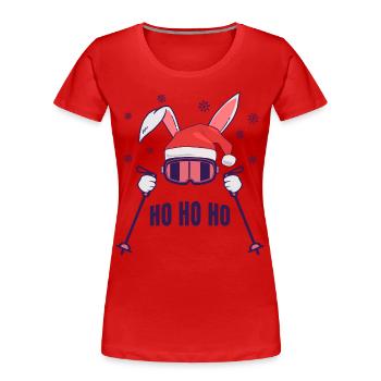 Lapin de ski Lapin de ski avec chapeau de Père Noël et bâtons de ski - T-shirt bio Premium Femme - rouge - Devant - Mia (176cm)