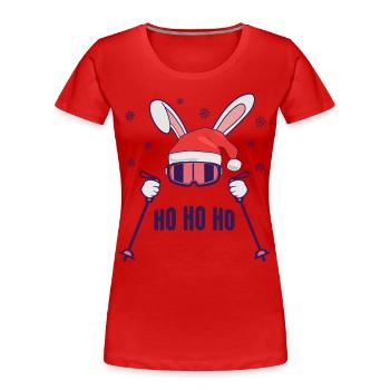 Lapin de ski Lapin de ski avec chapeau de Père Noël et bâtons de ski - T-shirt bio Premium Femme - rouge - Devant - Mia (176cm)