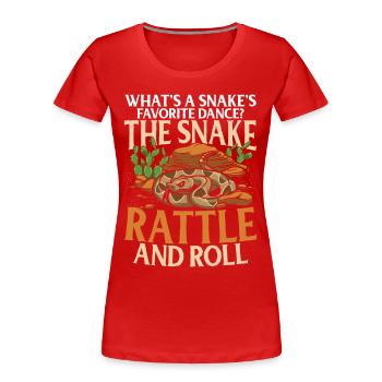 Snake's Favorite Dance THE SNAKE RATTLE AND ROLL - Frauen Premium Bio T-Shirt - Rot - Vorne - Mia (176cm)