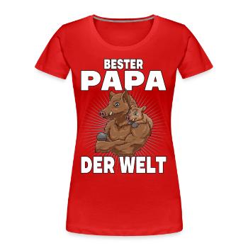Bester Papa der Welt Vatertag Vater Wildschwein - Frauen Premium Bio T-Shirt - Rot - Vorne - Mia (176cm)