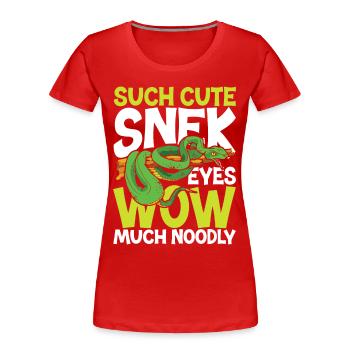 Such Cute Snek Eyes Wow Much Noodly - Frauen Premium Bio T-Shirt - Rot - Vorne - Mia (176cm)