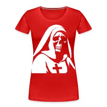 Mystifying et Audacieuse Horreur Nonne, Satanique et Occu - T-shirt bio Premium Femme - rouge - Devant - Mia (176cm)