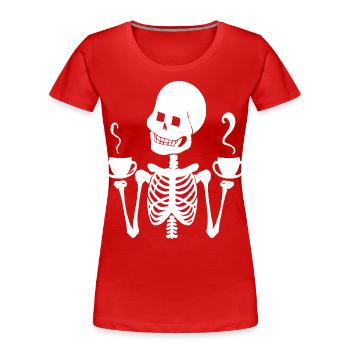Sarkastisches lustiges Skelett, das Espressokaffee trinkt - Frauen Premium Bio T-Shirt - Rot - Vorne - Mia (176cm)