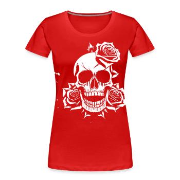 Horreur Crâne Crâne Art Crâne Gothique Heavy Metal - T-shirt bio Premium Femme - rouge - Devant - Mia (176cm)