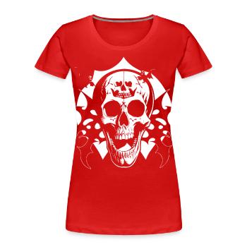 Horreur Crâne Crâne Art Crâne Gothique Heavy Metal - T-shirt bio Premium Femme - rouge - Devant - Mia (176cm)