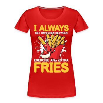 Exercise And Extra Fries Calisthenics - Frauen Premium Bio T-Shirt - Rot - Vorne - Mia (176cm)