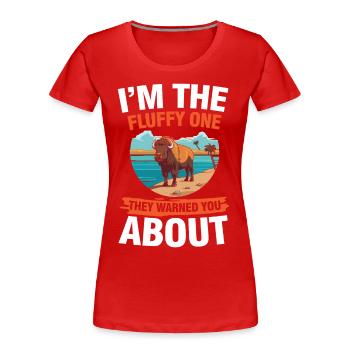 He Has Leather Skin für einen Bison-Fan oder - Frauen Premium Bio T-Shirt - Rot - Vorne - Mia (176cm)