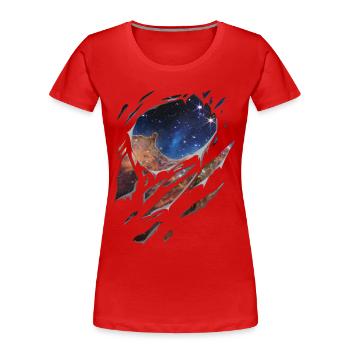Astronomy Carina nebula galaxy torn gift - Women's Premium Organic T-Shirt - red - Front - Mia (176cm)