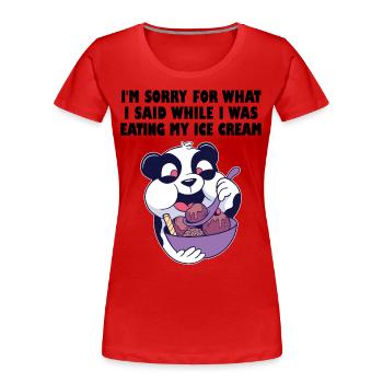 Hungriger Pandabär mit Schüssel Eis - Frauen Premium Bio T-Shirt - Rot - Vorne - Mia (176cm)