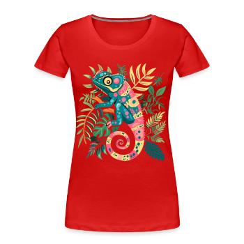 Chameleonaire A Rich Lizard für - Frauen Premium Bio T-Shirt - Rot - Vorne - Mia (176cm)