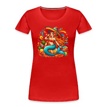 Hübsche Cinco de Mayo Meerjungfrau - Frauen Premium Bio T-Shirt - Rot - Vorne - Mia (176cm)