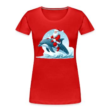 Delfin Weihnachtsmann - Frauen Premium Bio T-Shirt - Rot - Vorne - Mia (176cm)