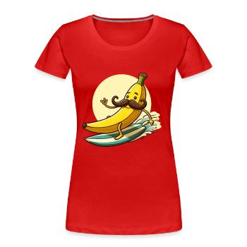 Surfing banana with mustache - Women's Premium Organic T-Shirt - red - Front - Mia (176cm)