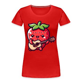 Niedliche Erdbeere mit Gitarre - Frauen Premium Bio T-Shirt - Rot - Vorne - Mia (176cm)