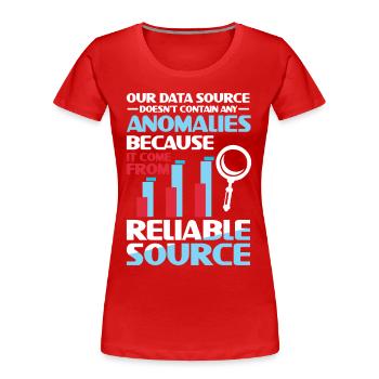Our Data Source Doesn't Contain Any Anomalies - Frauen Premium Bio T-Shirt - Rot - Vorne - Mia (176cm)