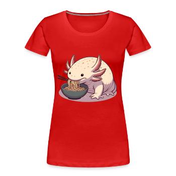 Ramen-zeit für den Axolotl - Frauen Premium Bio T-Shirt - Rot - Vorne - Mia (176cm)