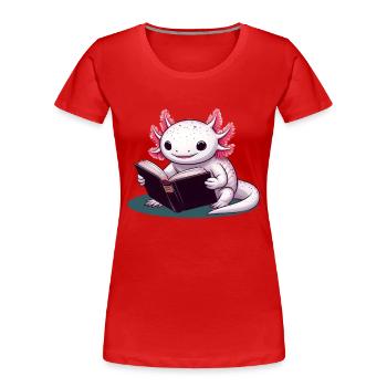 Lesender Axolotl - Frauen Premium Bio T-Shirt - Rot - Vorne - Mia (176cm)