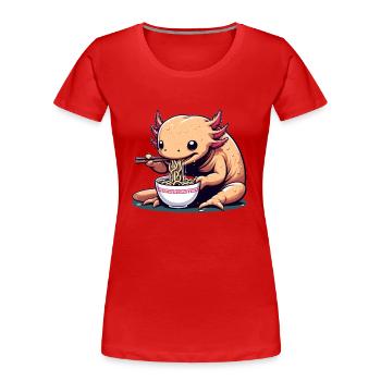 Ramen-zeit für den Axolotl - Frauen Premium Bio T-Shirt - Rot - Vorne - Mia (176cm)