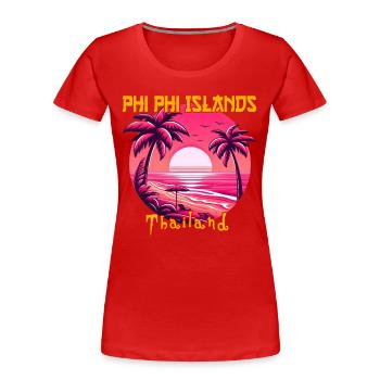 Coucher de soleil sur les îles Phi Phi - T-shirt bio Premium Femme - rouge - Devant - Mia (176cm)
