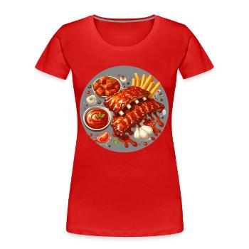 Leckere Barbecue Spareribs - Frauen Premium Bio T-Shirt - Rot - Vorne - Mia (176cm)
