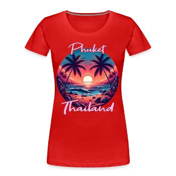 Coucher de soleil à Phuket - T-shirt bio Premium Femme - rouge - Devant - Mia (176cm)