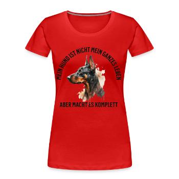 Dobermann Hund Rassehund Hundeliebe Hundehalter - Frauen Premium Bio T-Shirt - Rot - Vorne - Mia (176cm)