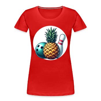 Tropische Bowlingkugel und Ananas - Frauen Premium Bio T-Shirt - Rot - Vorne - Mia (176cm)