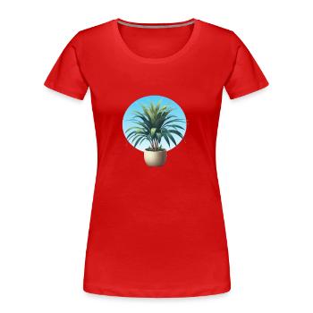 Dracaena plant in pot - Women's Premium Organic T-Shirt - red - Front - Mia (176cm)